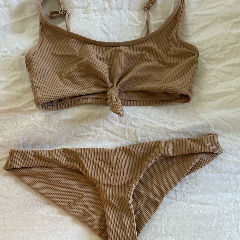 Frankies bikini . Size medium . Tan ribbed